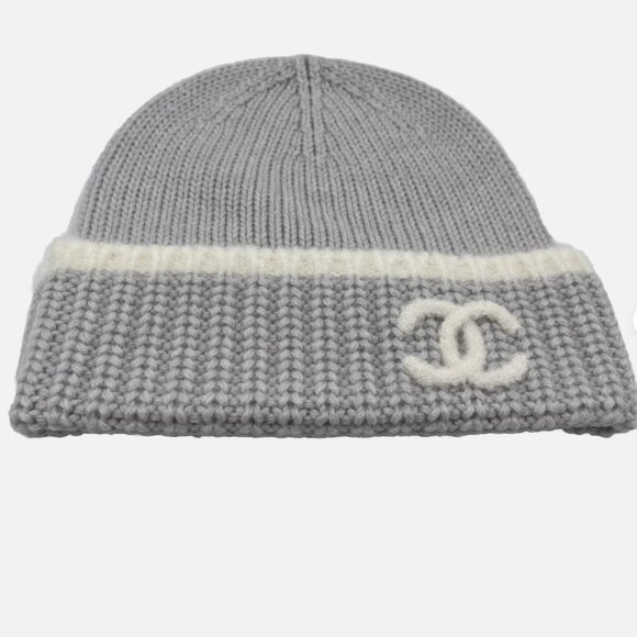 Authentic Chanel Grey Beanie Hat CC logo Brand New - Picture 3 of 14